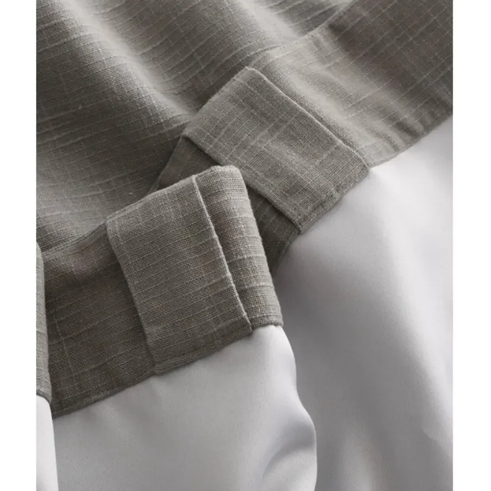 Quince Luxury Cotton Slub Room Darkening Curtain Panel 48X84 Grey New #13